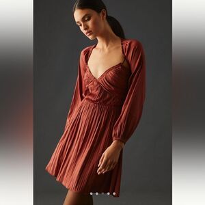 By Anthropologie shirred cutout mini dress